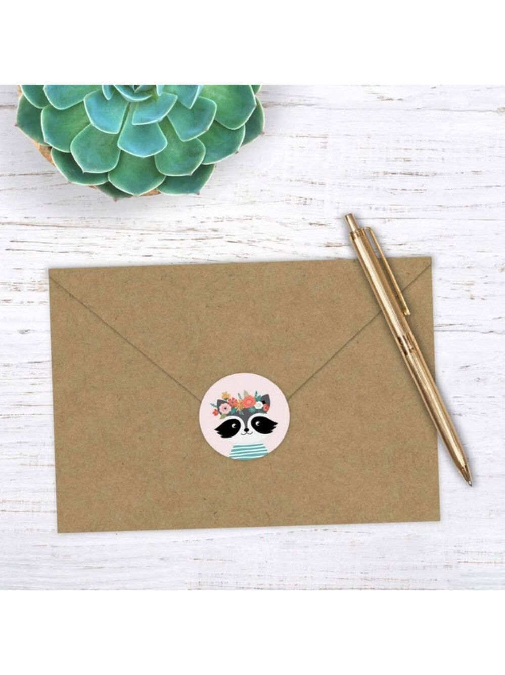 500 boho chic animals thank you wafer stickers